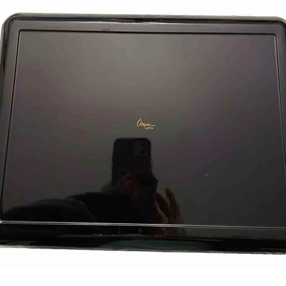 Black Lacquer Otagiri Japan Decorative Seashell Serving Rectangular Tray VNTG - Picture 2 of 5